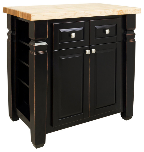 Jeffrey Alexander Aged Black Kitchen Island - Traditional - Kitchen ...