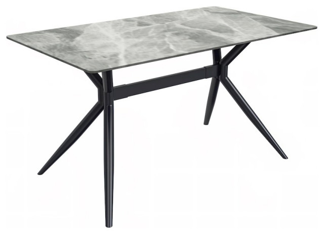 Black Carbon Steel Dining Table 71 With Light Grey Sintered Stone Top ...