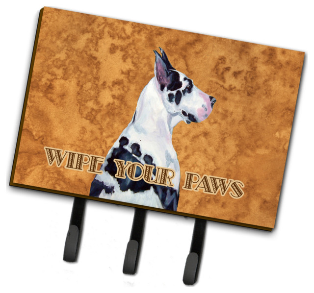 Harlequin Great Dane Wipe Your Paws Leash Key Holder Large Contemporary Wall Hooks By Virventures