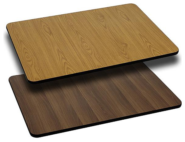 24"x30" Rectangular Table Top With Natural or Walnut Reversible Laminate Top