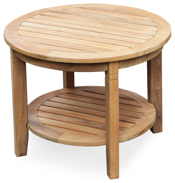 Richmond Teak Wood 24-inch Outdoor Side Table with Shelf