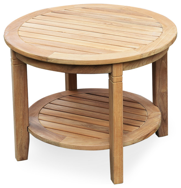 Richmond Teak Wood 24-inch Outdoor Side Table with Shelf - Transitional ...