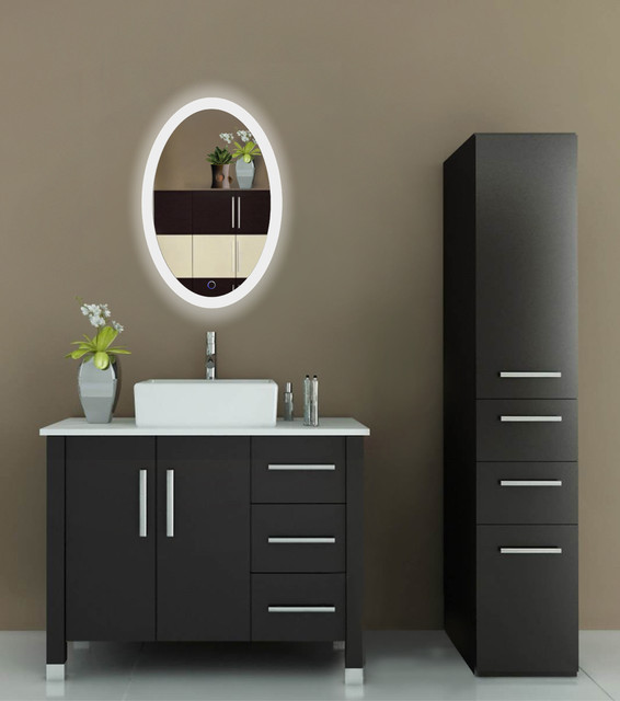 Oval Led Lighted Wall Mount Bathroom, Lighted Wall Vanity Mirror