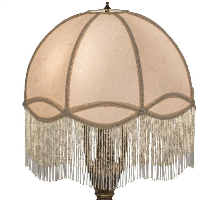 Shop Houzz Meyda Lighting 18" Fabric and Fringe Ivory Dome Shade