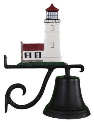 Cast Bell with Color Cottage Lighthouse Ornament