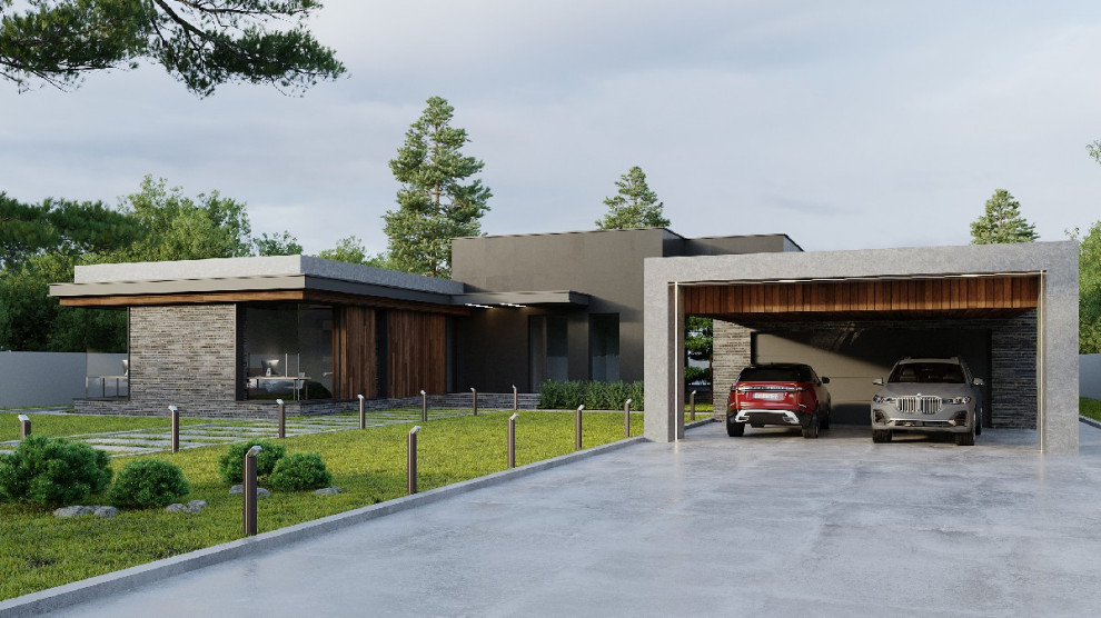 Проект частного дома в стиле Хай-Тек