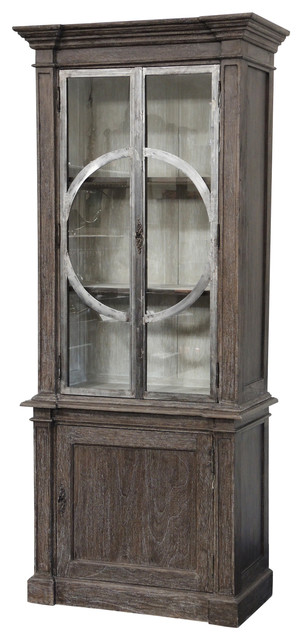 Thin Tall Grey Wash Display Cabinet Traditional China Cabinets Thin Tall Grey Wash Display Cabinet