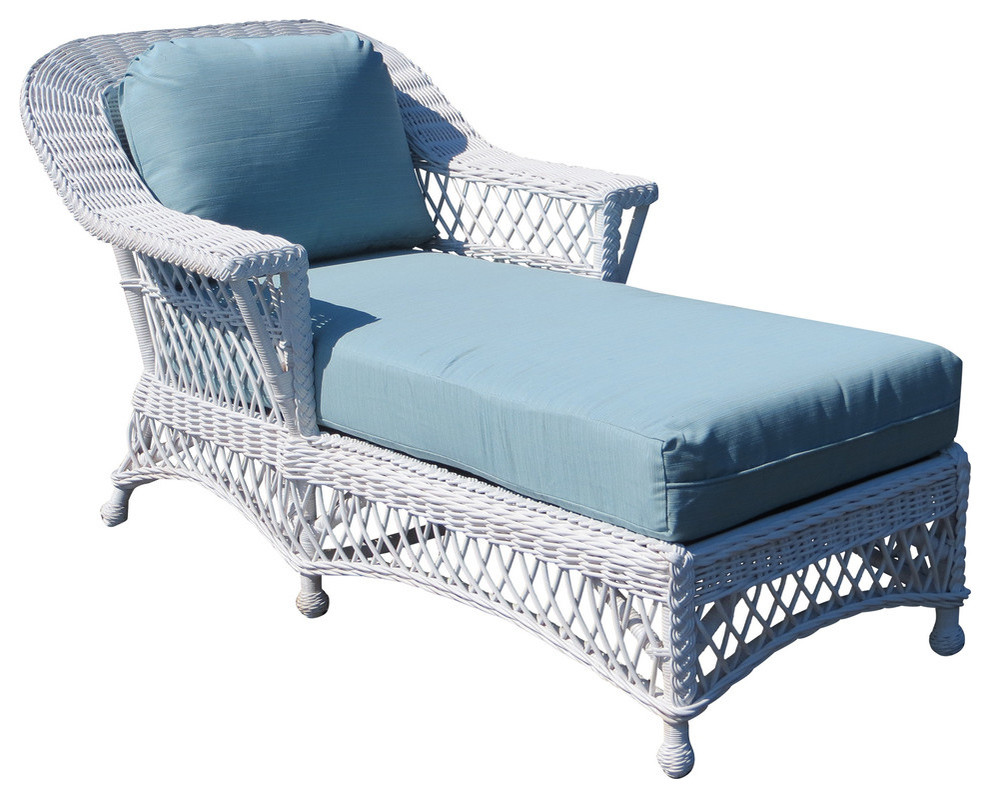 Bar Harbor Chaise Lounge, White, Jamaica Mist Fabric Contemporary