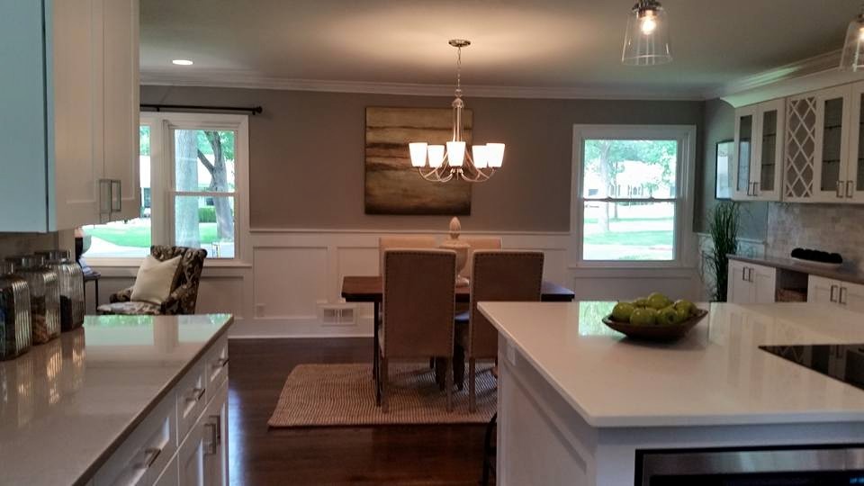 This is an example of a transitional dining room in Kansas City.