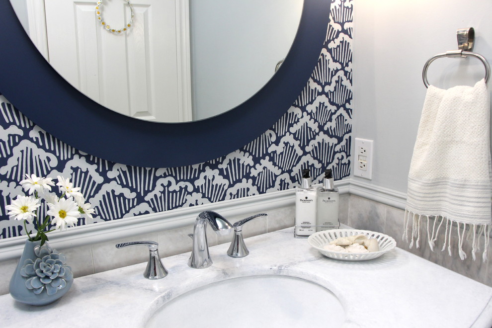 Sweet Blue Powder Room Contemporary Powder Room Toronto by Your