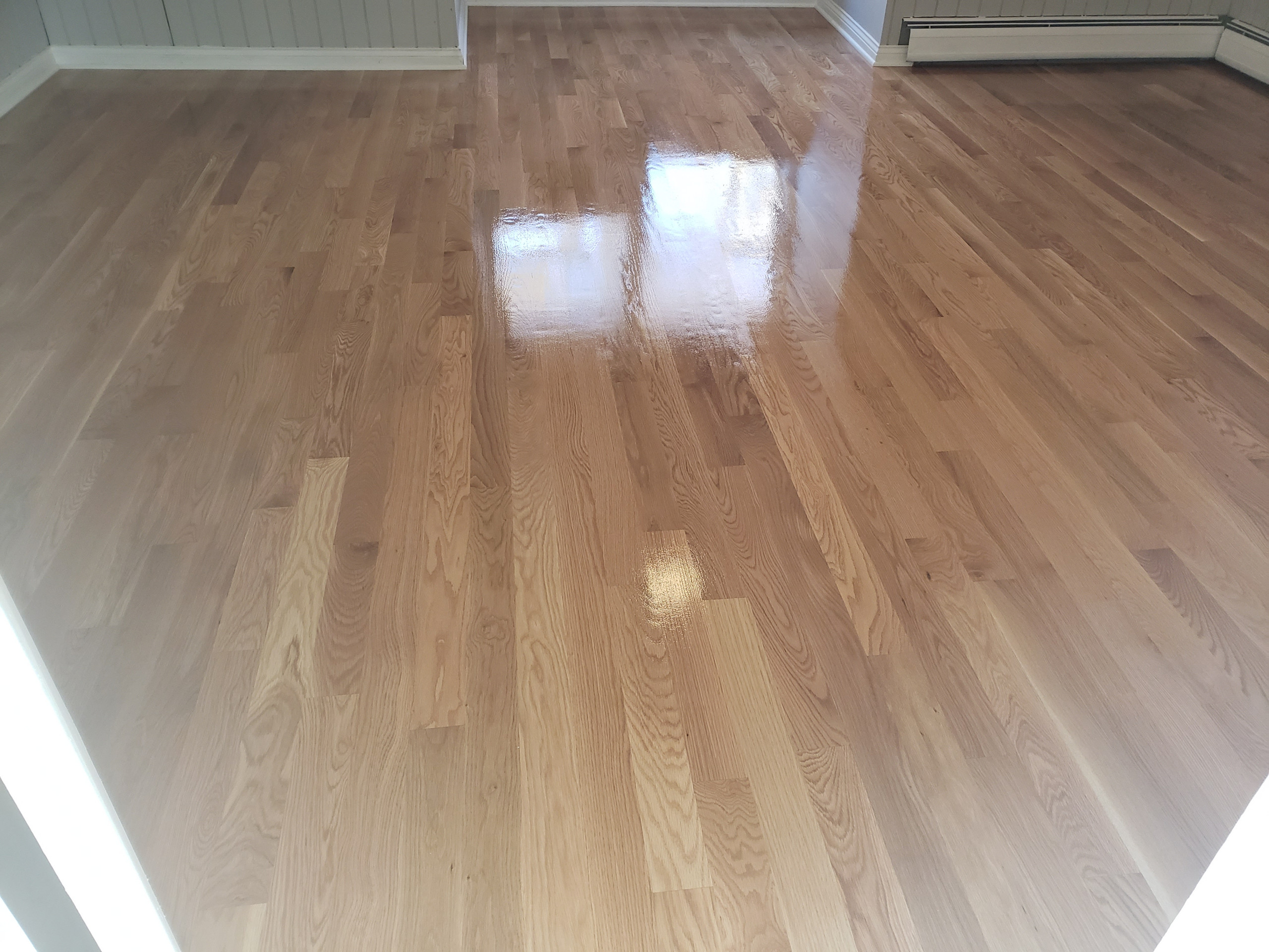 Oak Park , 3 and 1/4 white oak new install , natural , 3 coats Bona Mega One