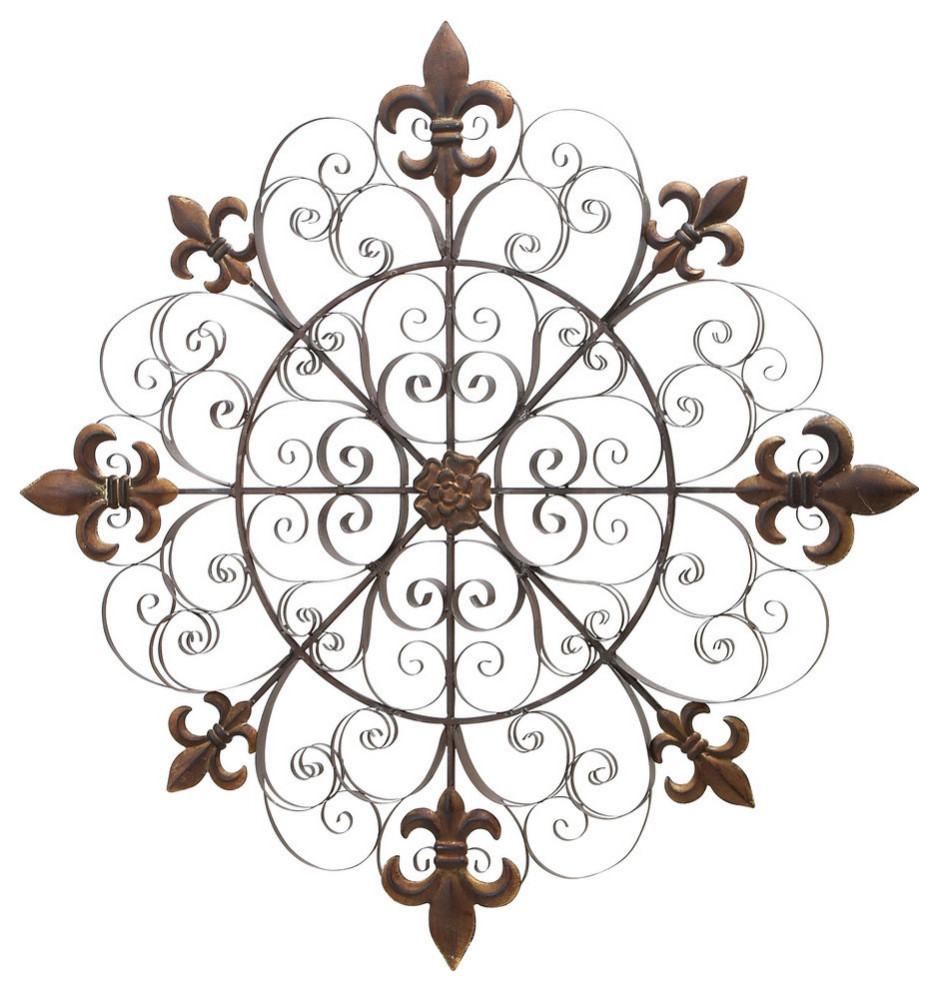 Brown Metal Rustic Wall Decor, 42" French Country Metal Wall Art