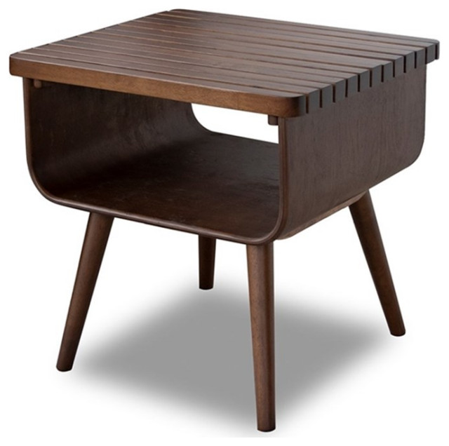 Connor MidCentury Modern Rectangular solid wood End Table in Brown