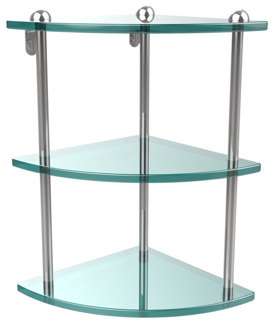 Three Tier Corner Glass Shelf Contemporary Display And Wall Shelves