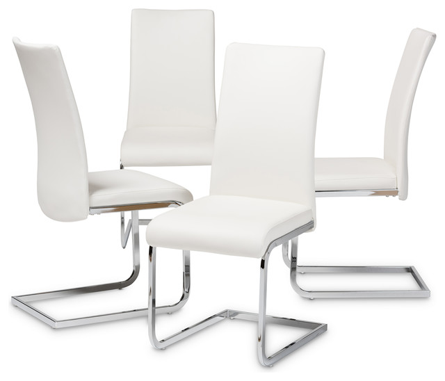 Cyprien Faux Leather Upholstered Dining Chair Set Of 4 Modern Cyprien Faux Leather Upholstered Dining Chair Set Of 4 Modern Chairs By Baxton Studio