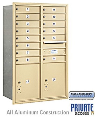 4C Horizontal Mailbox - 13 Door High Unit - Double Column - 14 MB1 Doors / 2 PL5
