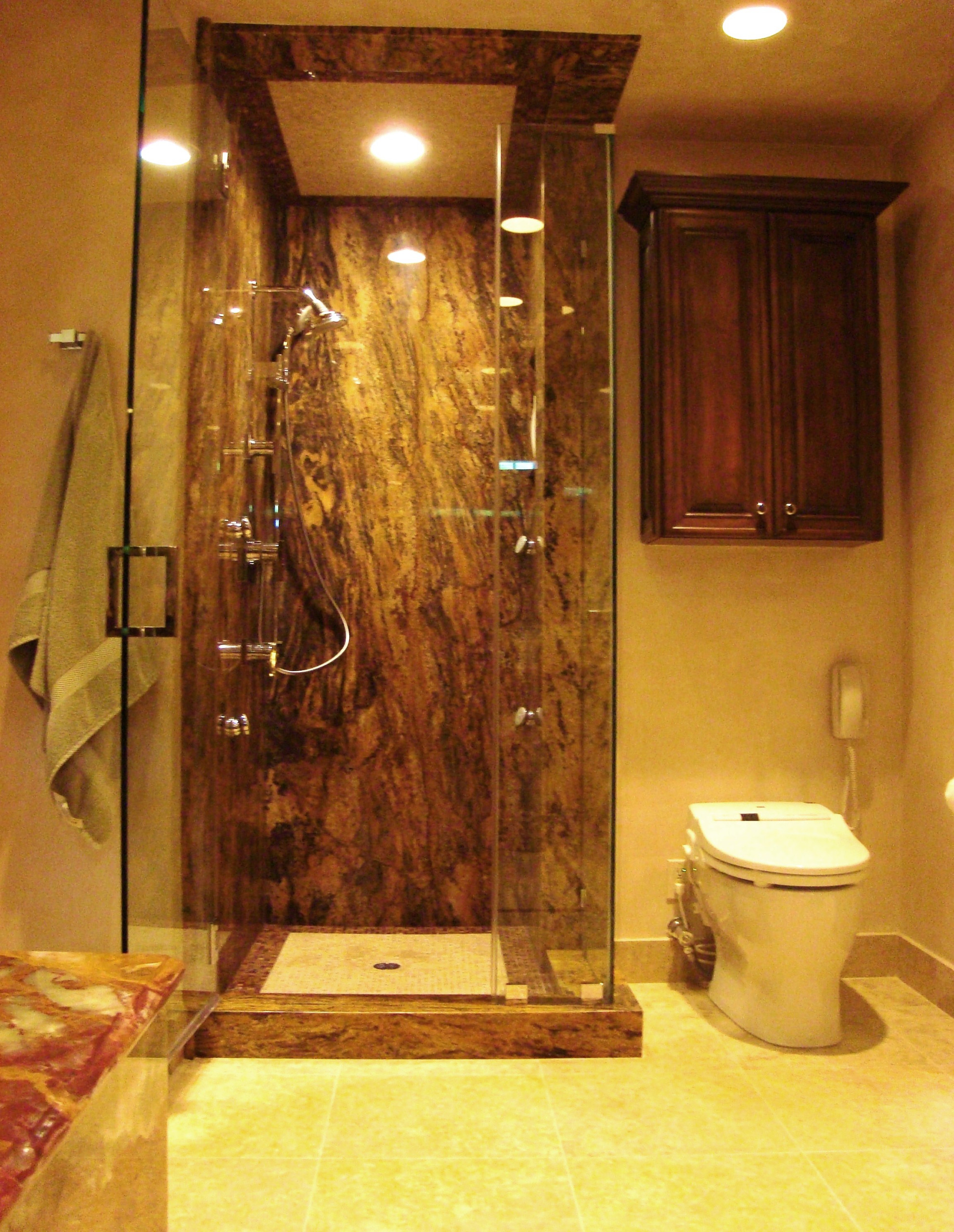 The Rubin-Spa shower with body sprays and the $5200.00 TOTO toilet