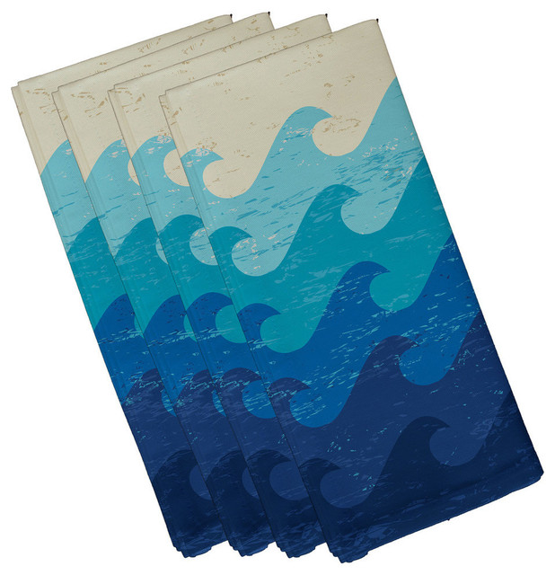 Deep Sea, Geometric Print Napkin, Blue, Set of 4