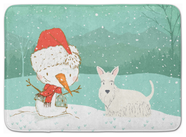 Wheaten Scottish Terrier Snowman Christmas Machine Washable Memory Foam Mat