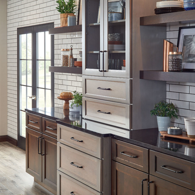 Fieldstone Transitional Cherry Kitchen in Gray and Brown