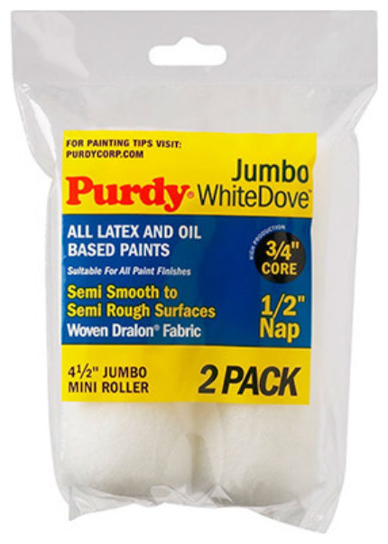 Purdy 140626010 Jumbo Mini White Dove Roller Replacement 2-Pack 6-1/2 inch x 1/4 inch nap 