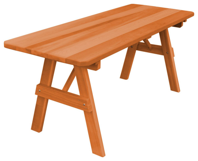 Traditional Cedar Table, Cedar Stain, 6 Foot