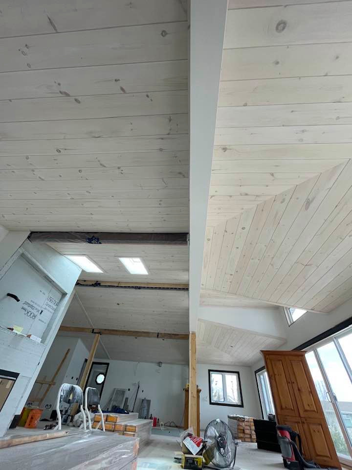 Pickled Pine Vaulted Ceiling Complete
