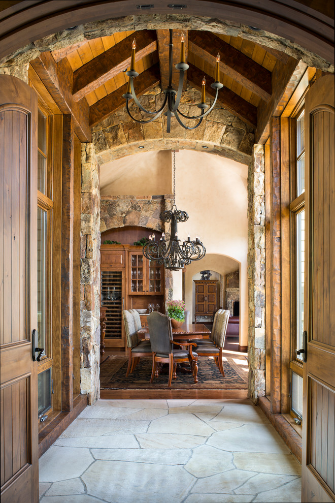 This is an example of a mid-sized country entry hall in Denver.