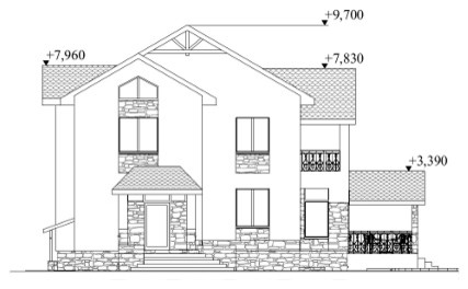 Двухэтажный жилой дом с гаражом и балконом