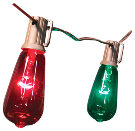 red and green edison bulbs