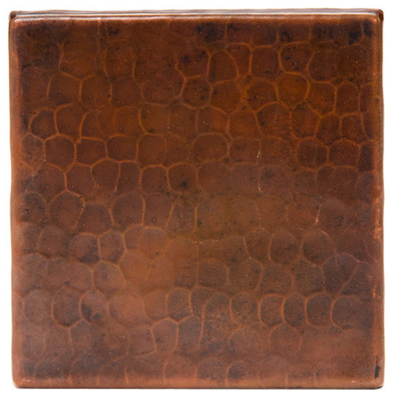 Premier Copper Products T4DBH 4" x 4" Hammered Copper Tile