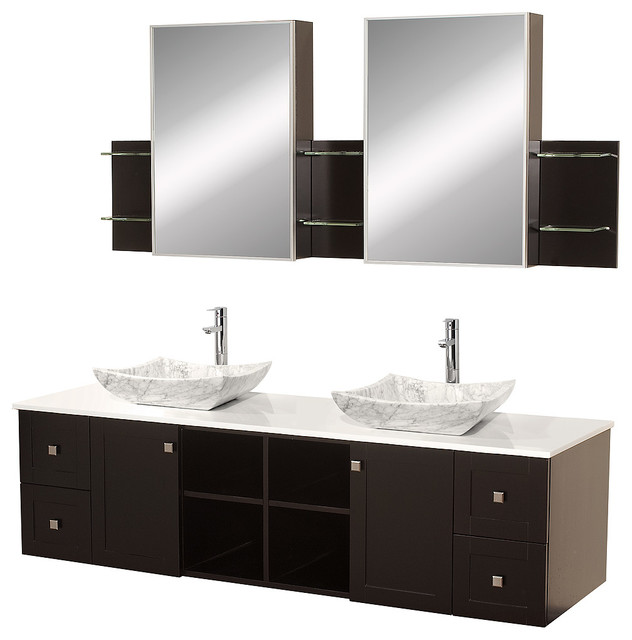 Avara 72in. Wall-Mounted Double Bathroom Vanity Set - Espresso