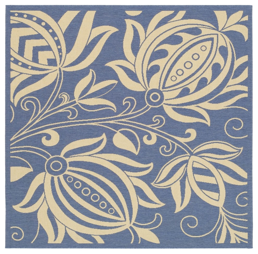 Safavieh Courtyard Blue / Natural Country & Floral Rug - CY2961-3103-3