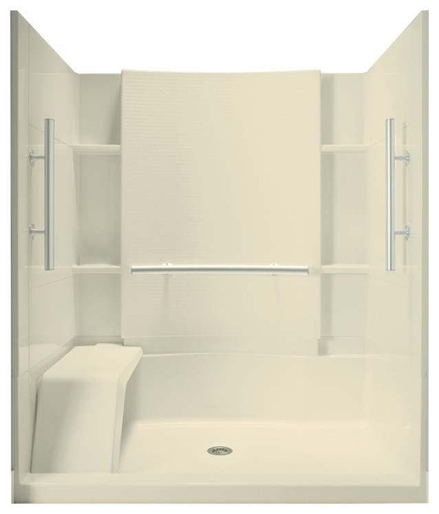 Alcove Shower Kits, White/ Biscuit, 60"x36"x74.5" Contemporary