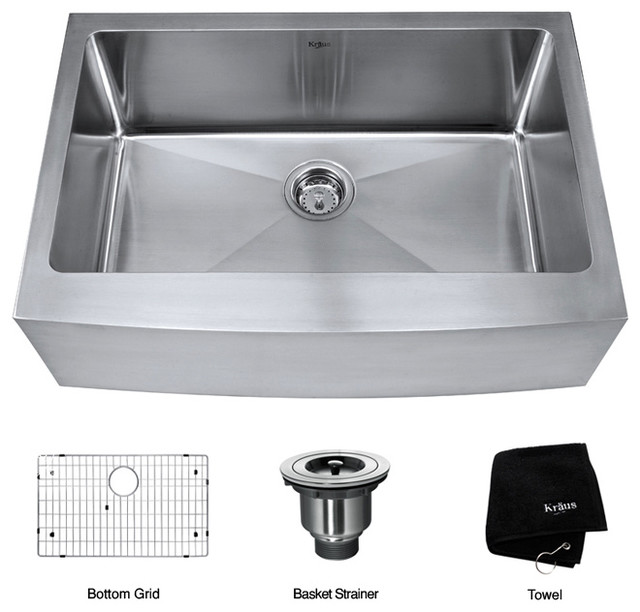 Kraus 30-inch Farmhouse Apron Single Bowl Steel Kitchen Sink