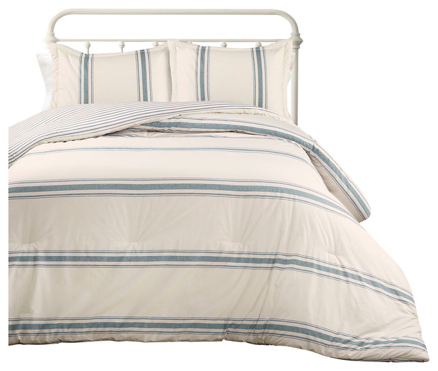 Farmhouse Gray Stripe Comforter 3 Piece Set Farmhouse