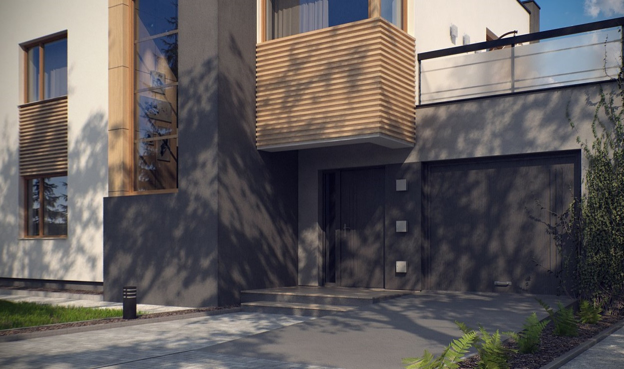 Дом с плоской кровлей и террасой