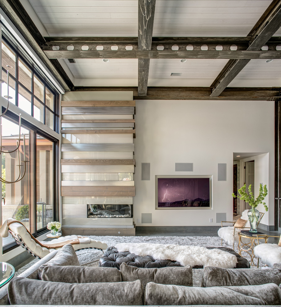 Custom River House - Contemporary - Living Room - Seattle - by Selle ...