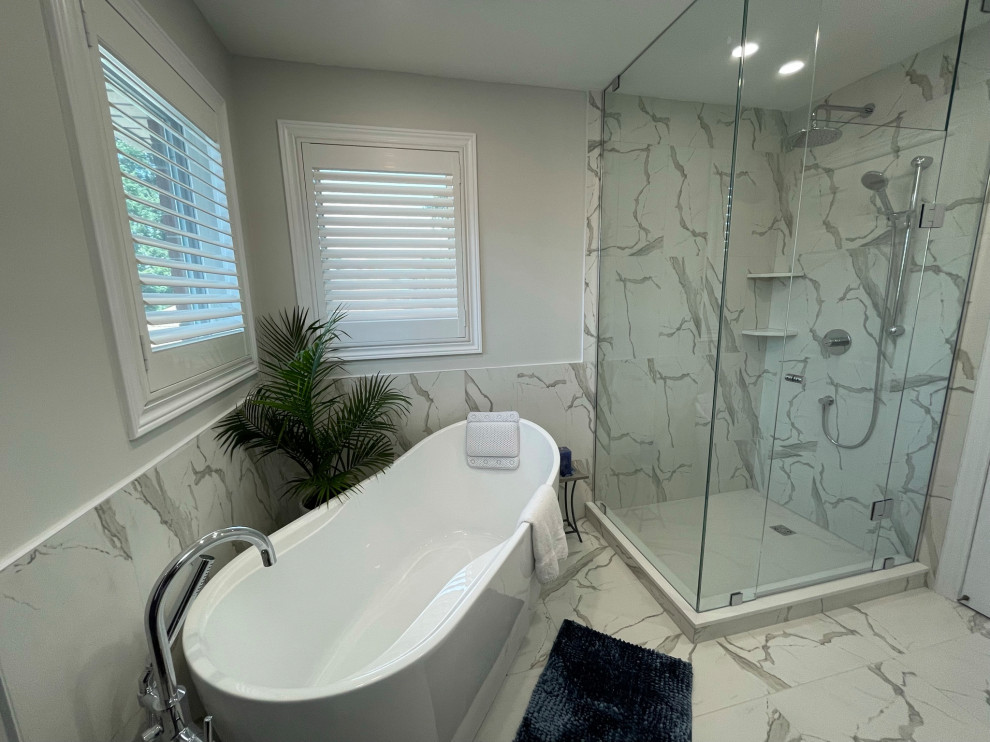 White, Gray and Blue Ensuite