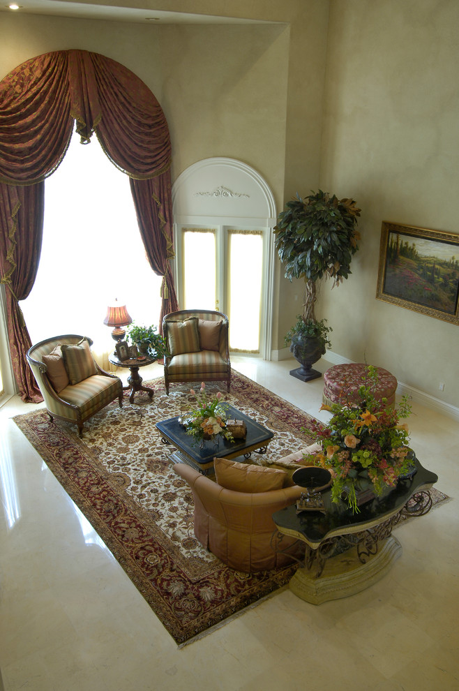Design ideas for a mediterranean family room in Tampa.