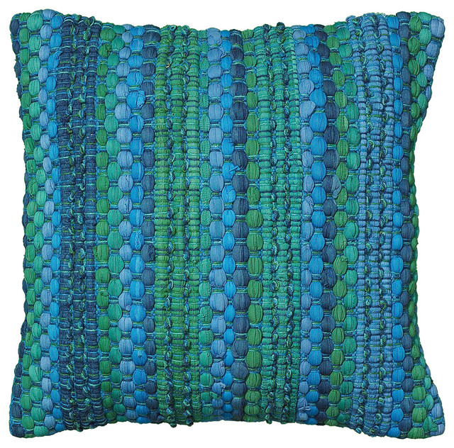 Altair Pillow Peacock Blue 18 X18 Beach Style Decorative