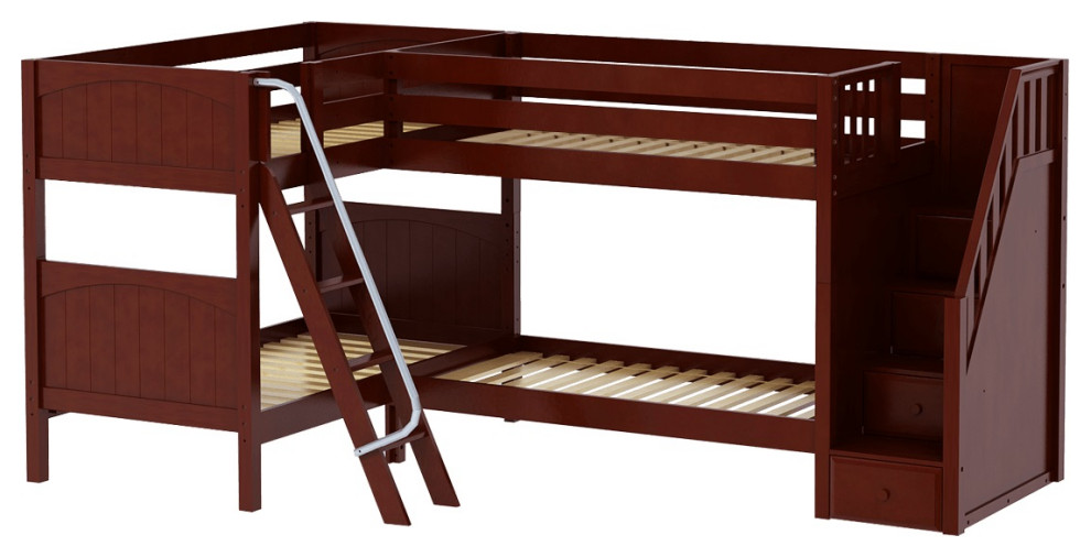 Calumet Twin Sleeps 4 L Shaped Bunk Beds with Stairs Transitional Bunk Beds by Totally