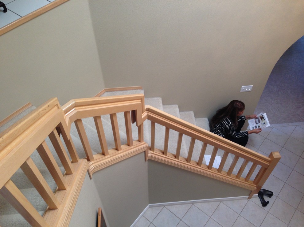 Before picture of the old Oak stair railing