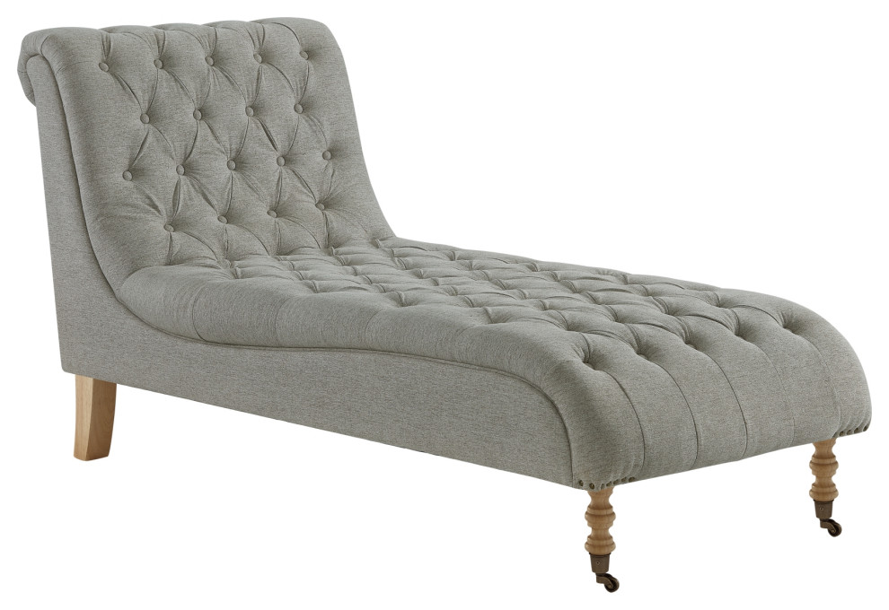 Rustic Manor Umar Chair, Button Tufted, Linen, Gray