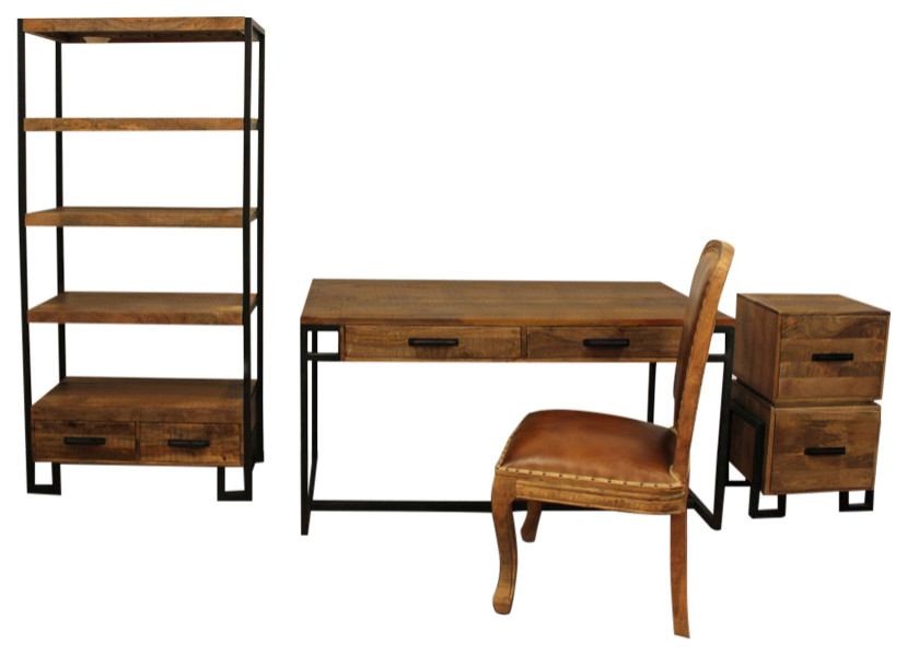 Anaheim 4Piece Office Set With Desk, Bookshelf, Filing & Chair