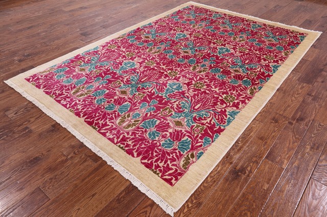 6'x9' William Morris Hand Knotted Wool Area Rug, Q1834