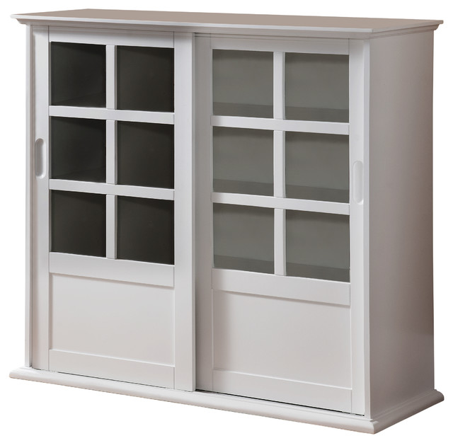 Wood Curio Cabinet With Glass Sliding Doors Transitional China Arran Wood Curio Cabinet With Sliding Glass Doors White