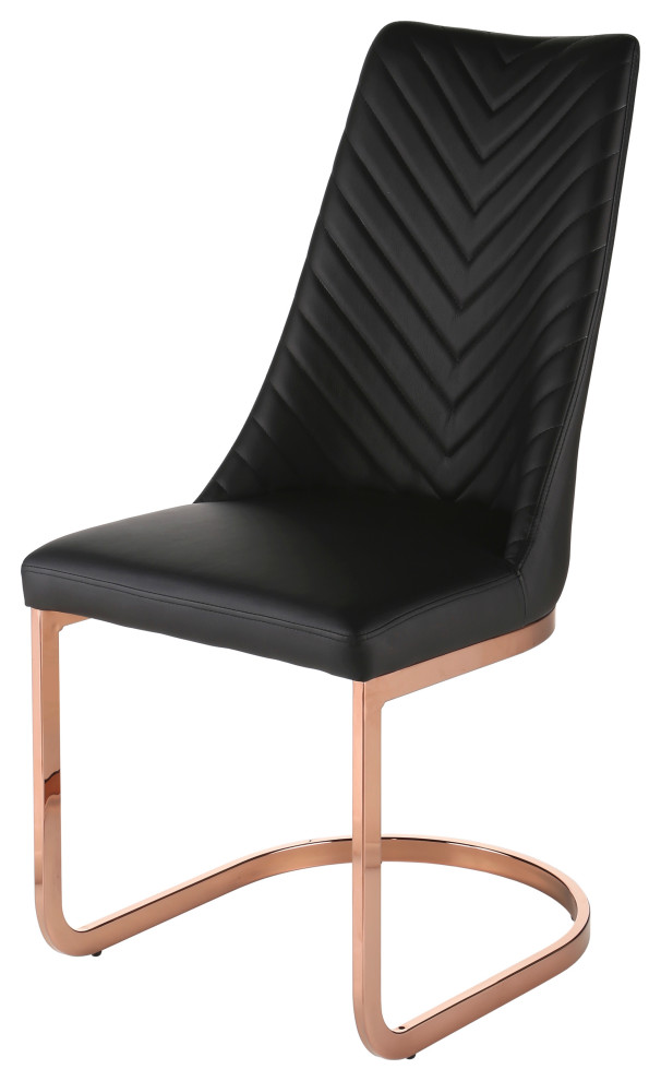 Remy Chair Rose Gold Legs, Black (Set Of 4) Contemporary Dining