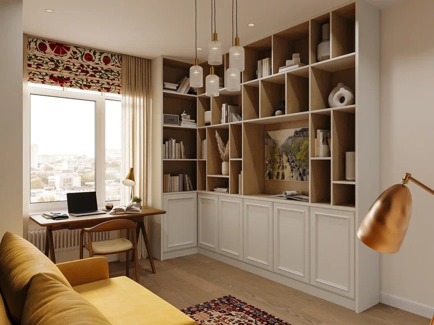 Трехкомнатная квартира 108 м² в скандинавском стиле с элементами бохо