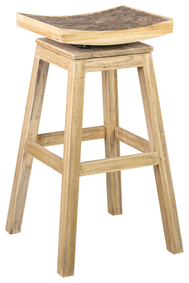 East at Main Jasmine Mango Wood Bar Stool Tropical Bar Stools And